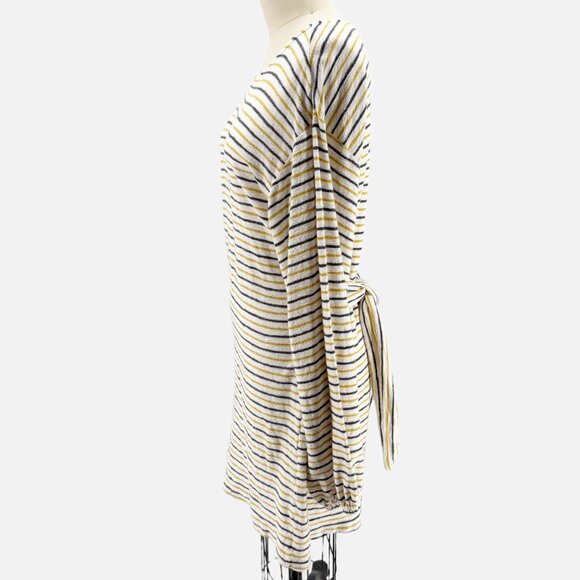 L*Space Striped White Long Sleeve Mini Dress cover up terrycloth swim beach pool - Picture 5 of 9